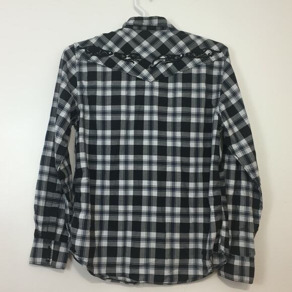 (N5) Y2K Guess Mens Shirt Size M Western Cowboy Embroidered Plaid Snap Pearl - Picture 5 of 8